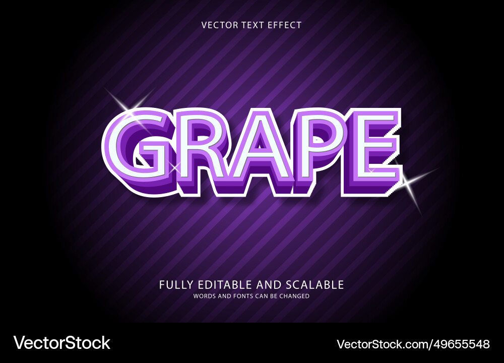 Editable text effect grape style Vector Image