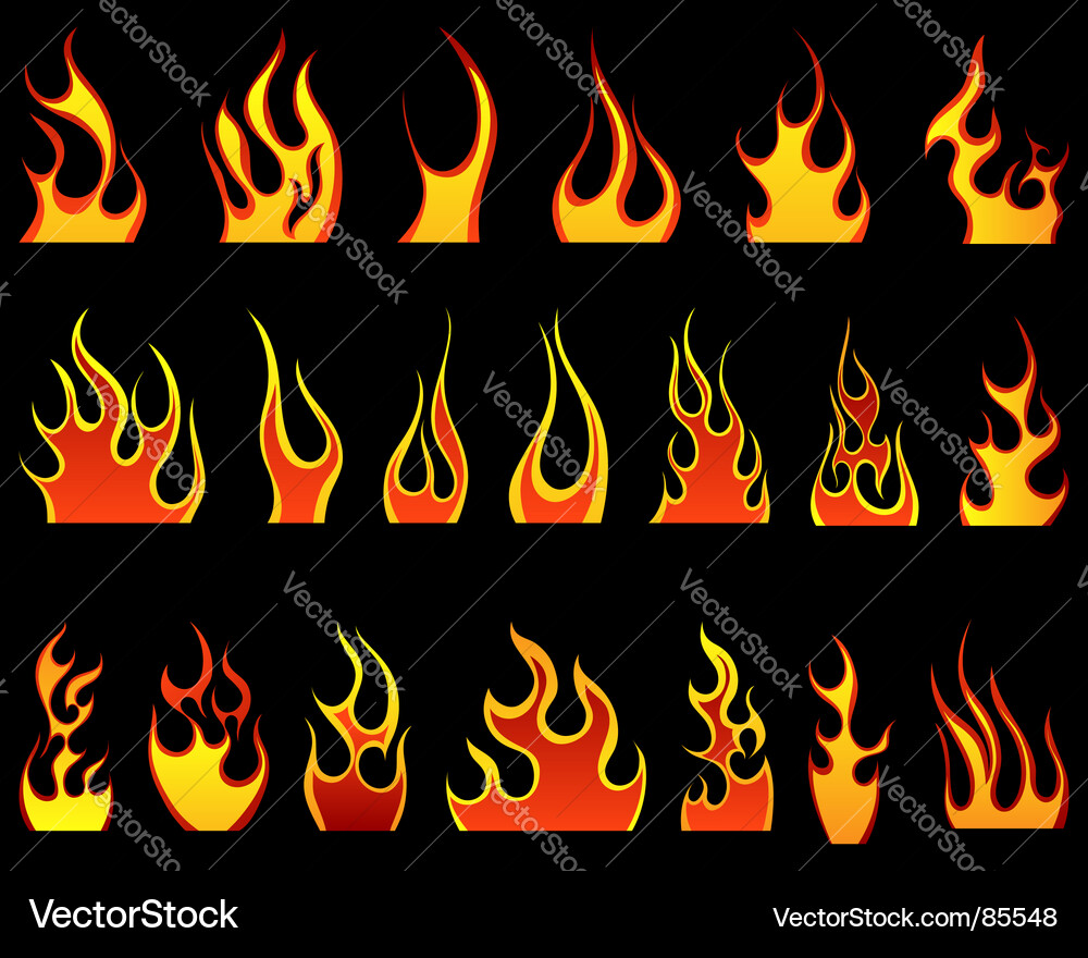 Fiery Flame Patterns Vector Image
