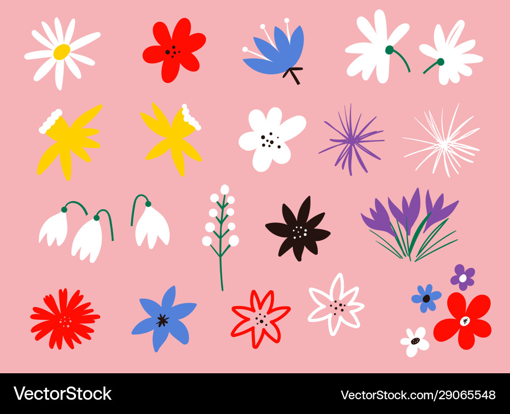 Flower icon collection flat cartoon Flower icon collection flat cartoon Vector Image