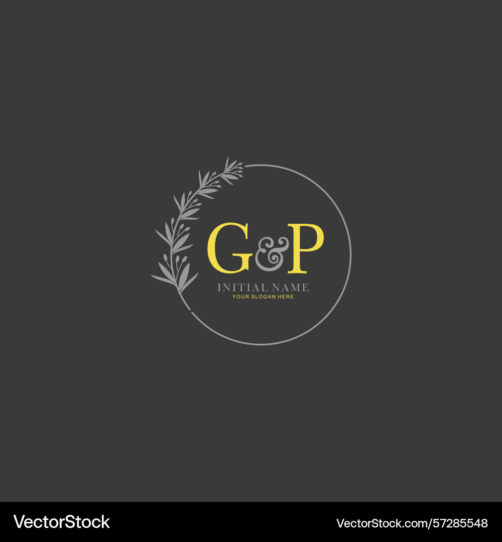 Gp initial logo templates with botanical elements Vector Image