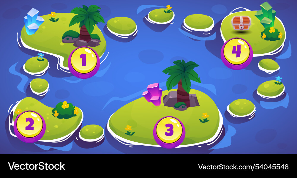 Map of game levels with a horizontal image vector image