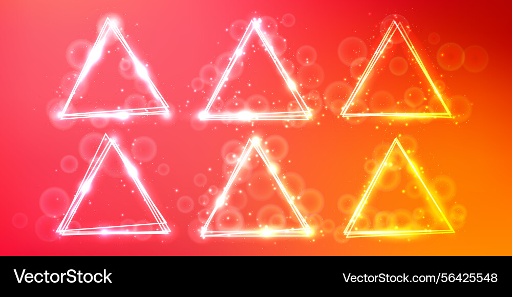 Neon triangular frame with shining effects Neon triangular frame with shining effects vector image