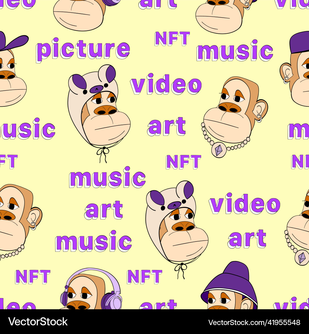Seamless pattern monkeys and text Seamless pattern monkeys and text Vector Image