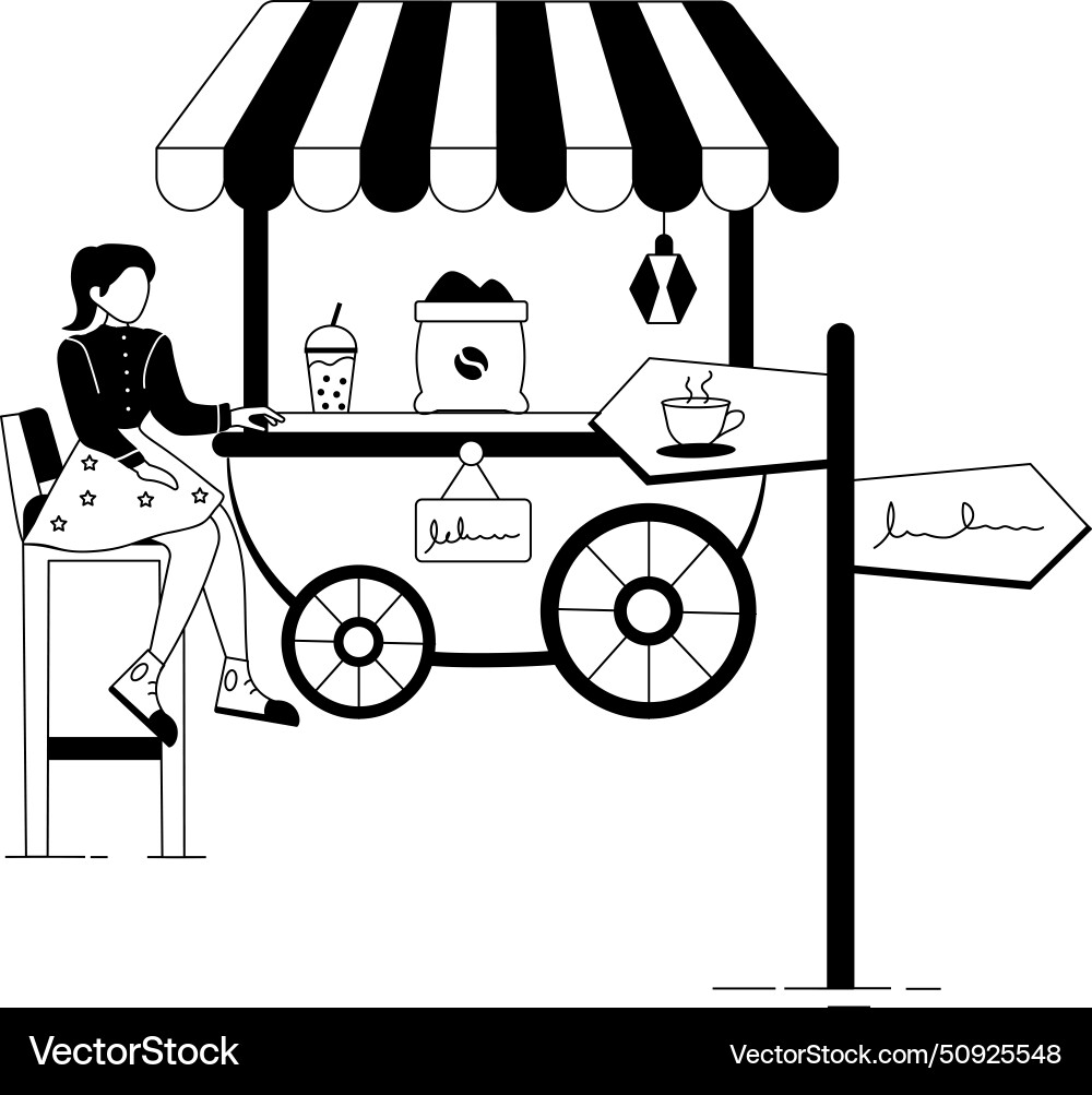 Street Cafe Linear Royalty Free Vector Image Vectorstock