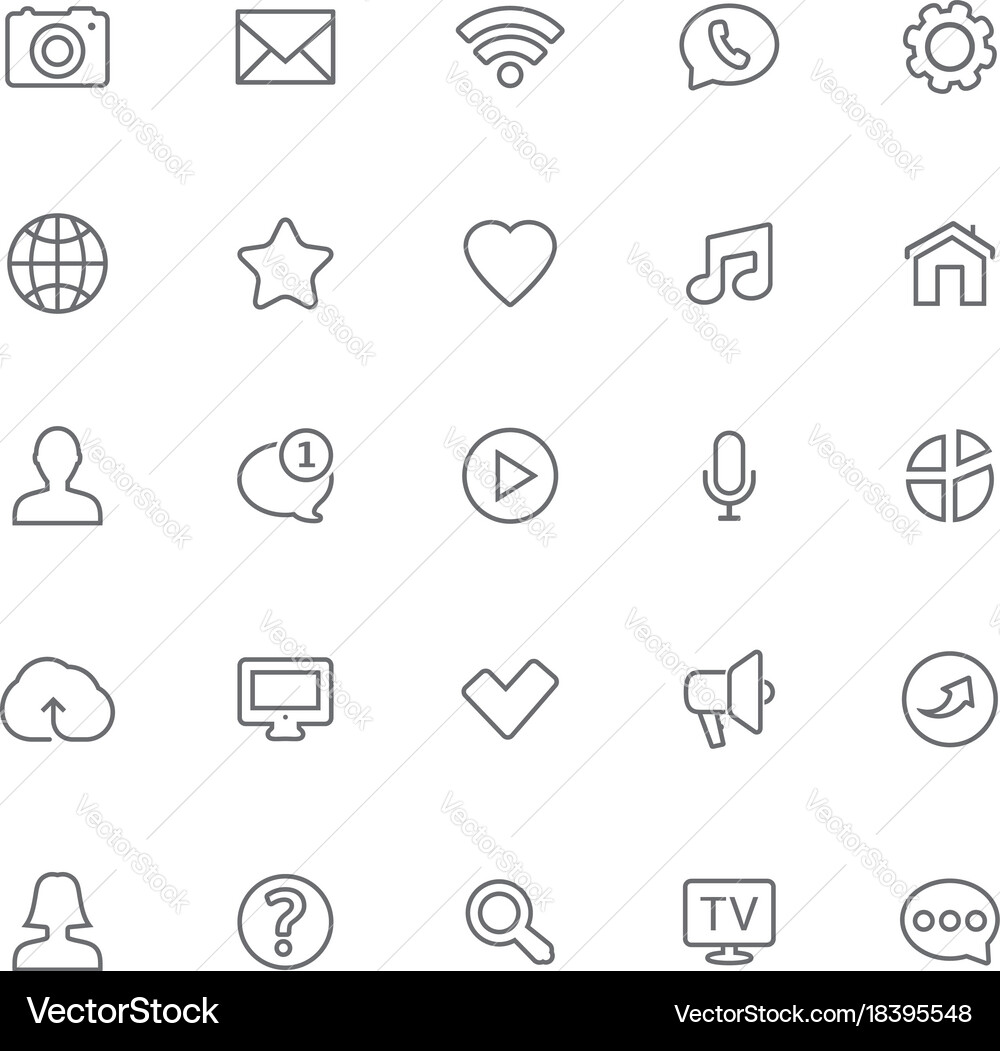 Thin lines web icons set - contact Vector Image