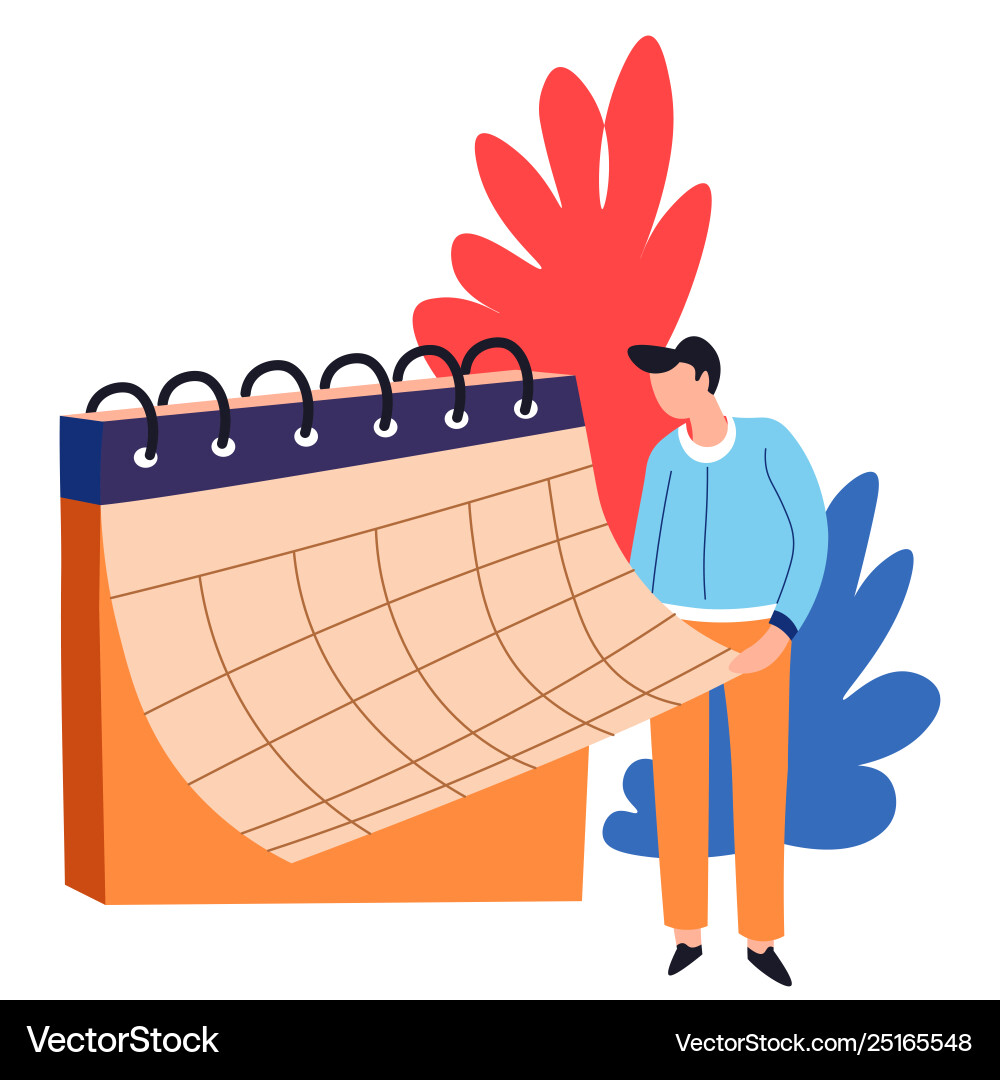 Time management organizer or calendar man business Time management organizer or calendar man business vector image