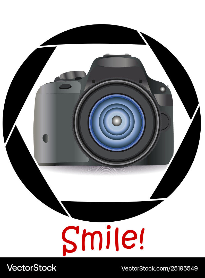 A realistic modern camera in frame Vector Image