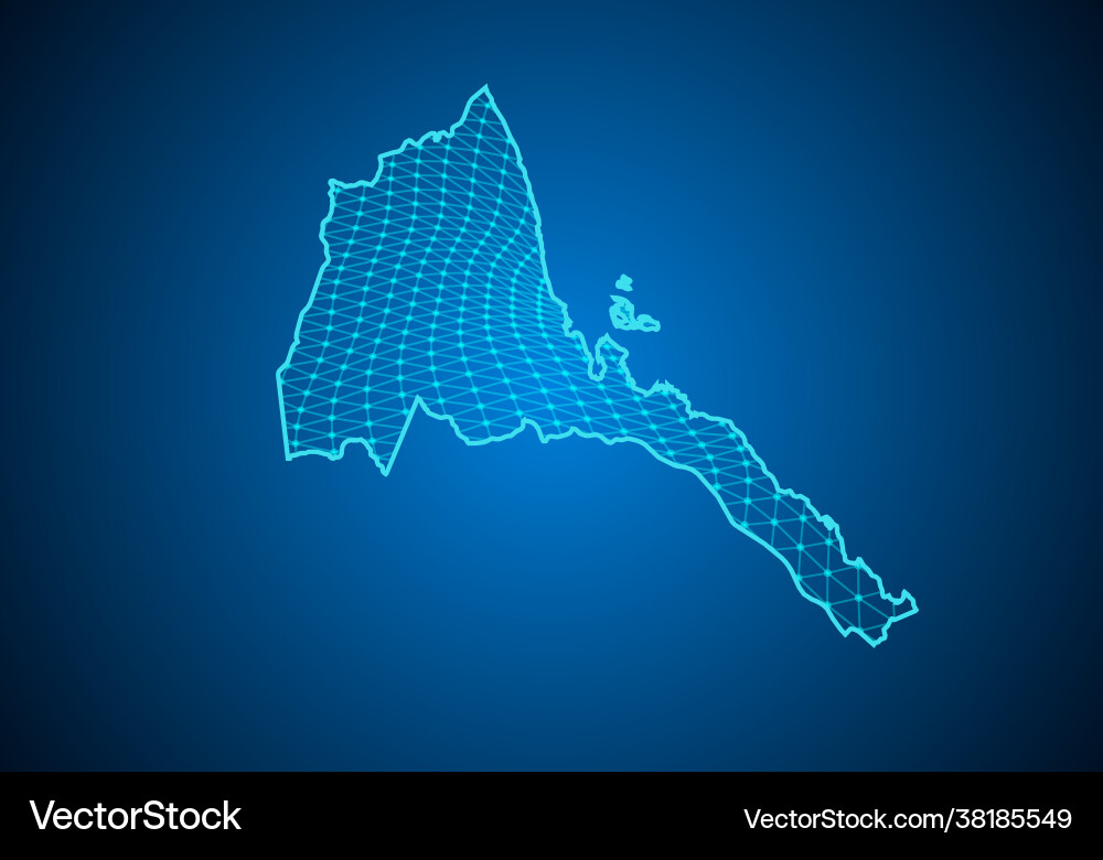 Abstract digital map eritrea with particles Vector Image