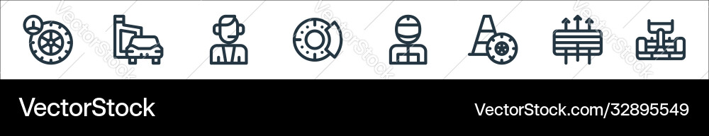 Auto racing line icons linear set quality Vector Image