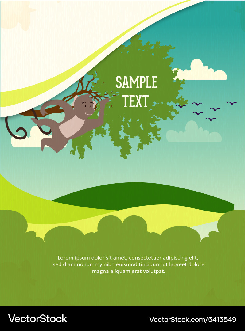 Background with monkey and tree Vector Image
