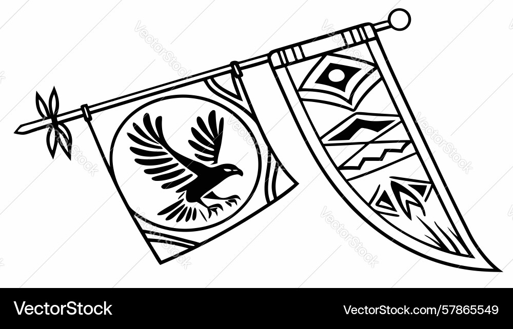Decorative ethnic flags with patterns set design Vector Image