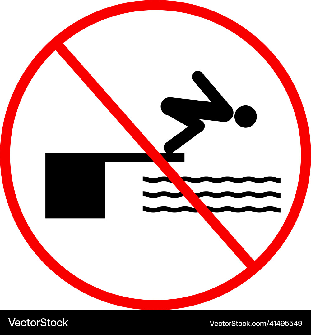Do not jump pool on white background warning Do not jump pool on white background warning Vector Image
