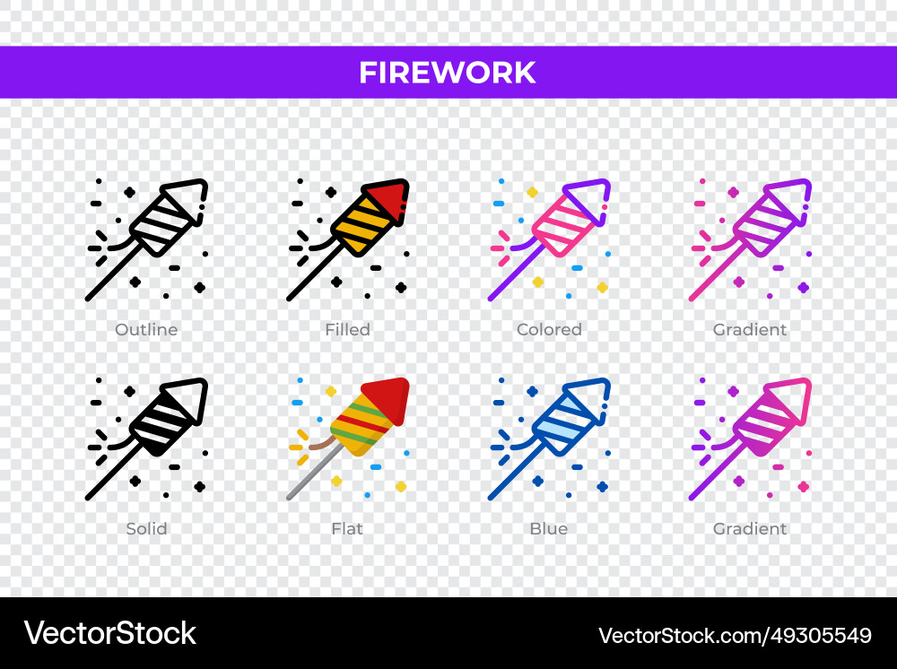 Firework icons in different style Vector Image