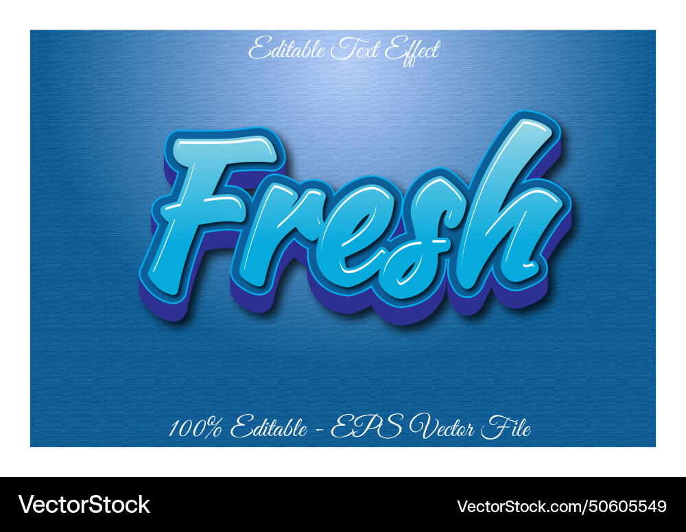 Fresh editable text effect 3d emboss style design Fresh editable text effect 3d emboss style design Vector Image