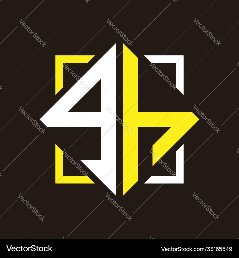 G h initials quadrangle monogram with square G h initials quadrangle monogram with square Vector Image
