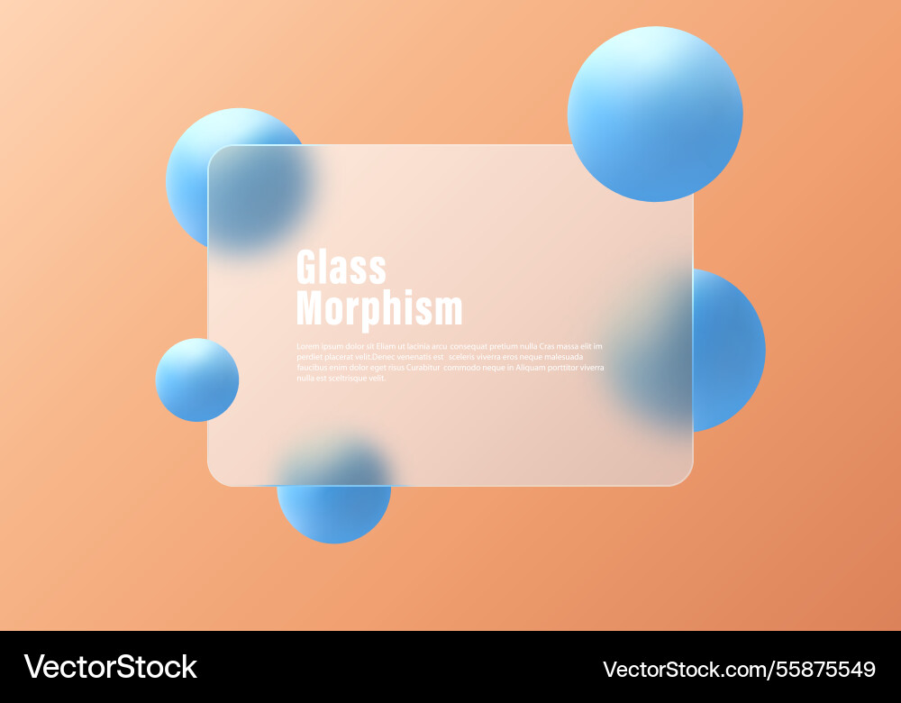 Glass morphism website landing page template Vector Image