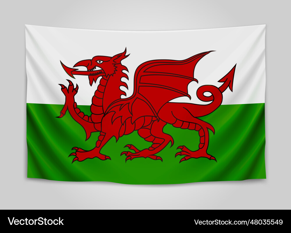 Hanging flag of wales national concept Hanging flag of wales national concept Vector Image
