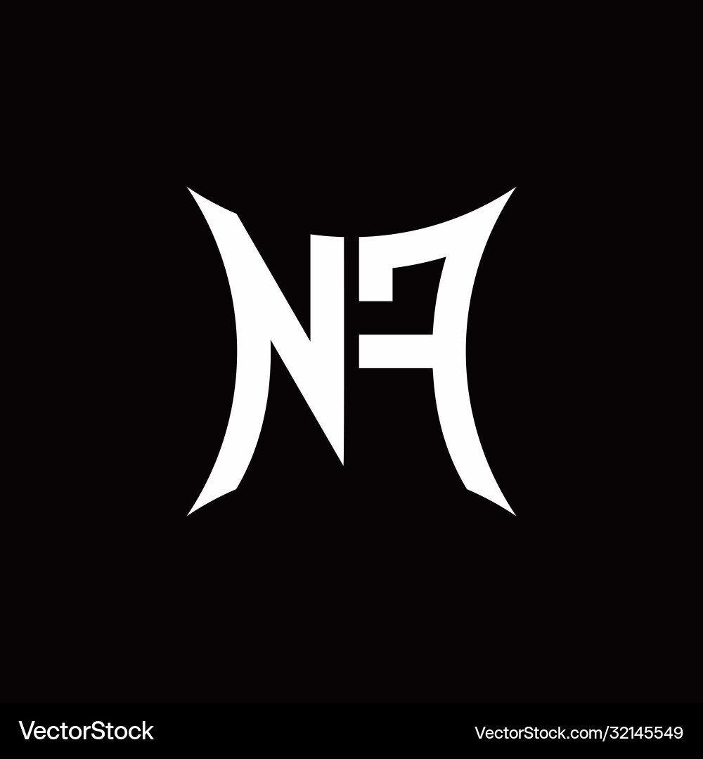 Nf monogram logo with sharped shape design vector image