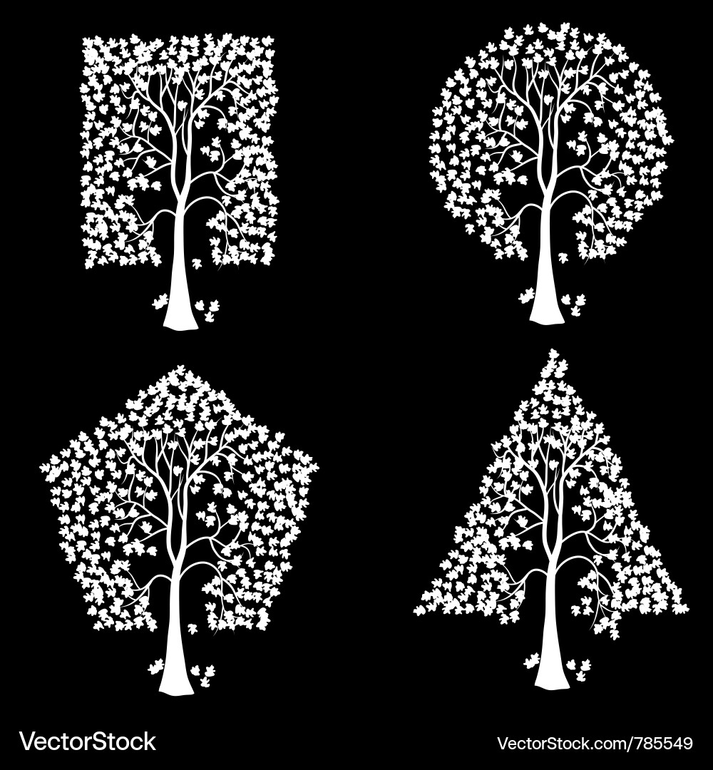 Trees of different geometric shapes set Vector Image