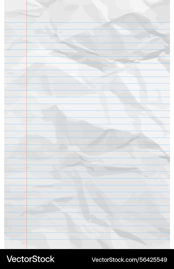 White clean crumpled notebook paper with lines Vector Image