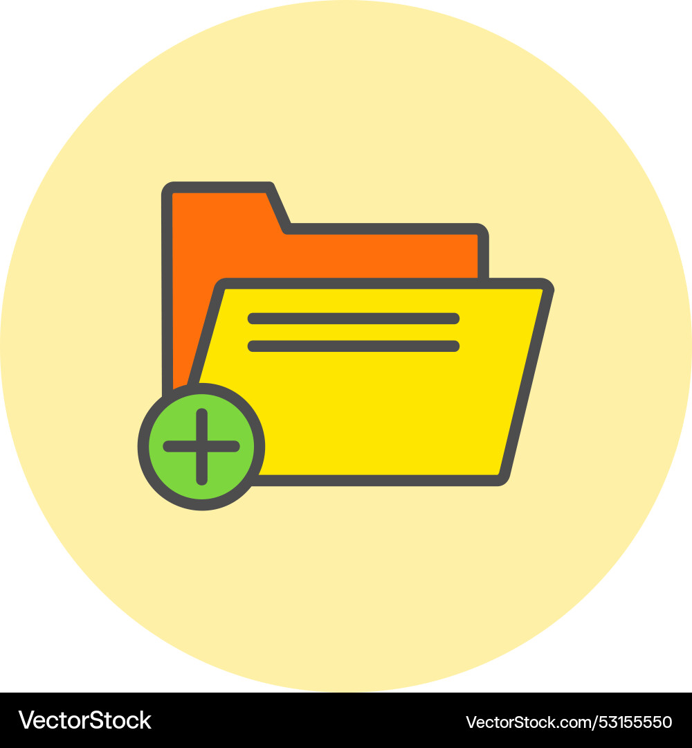 Add folder line filled circle icon vector image