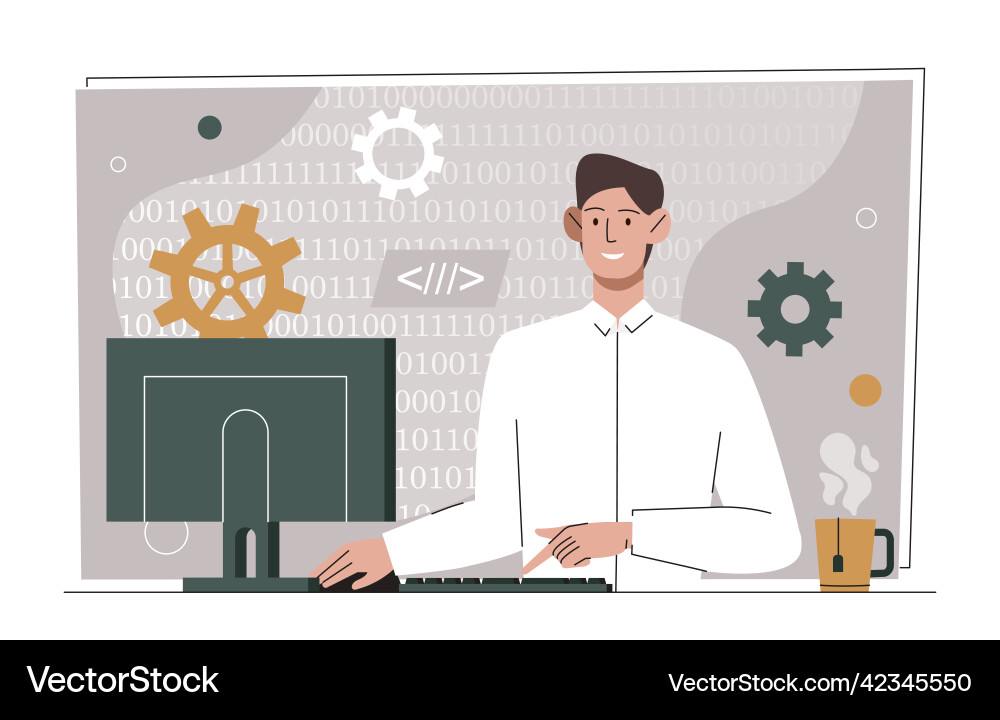 Binary Code Development Vector Image