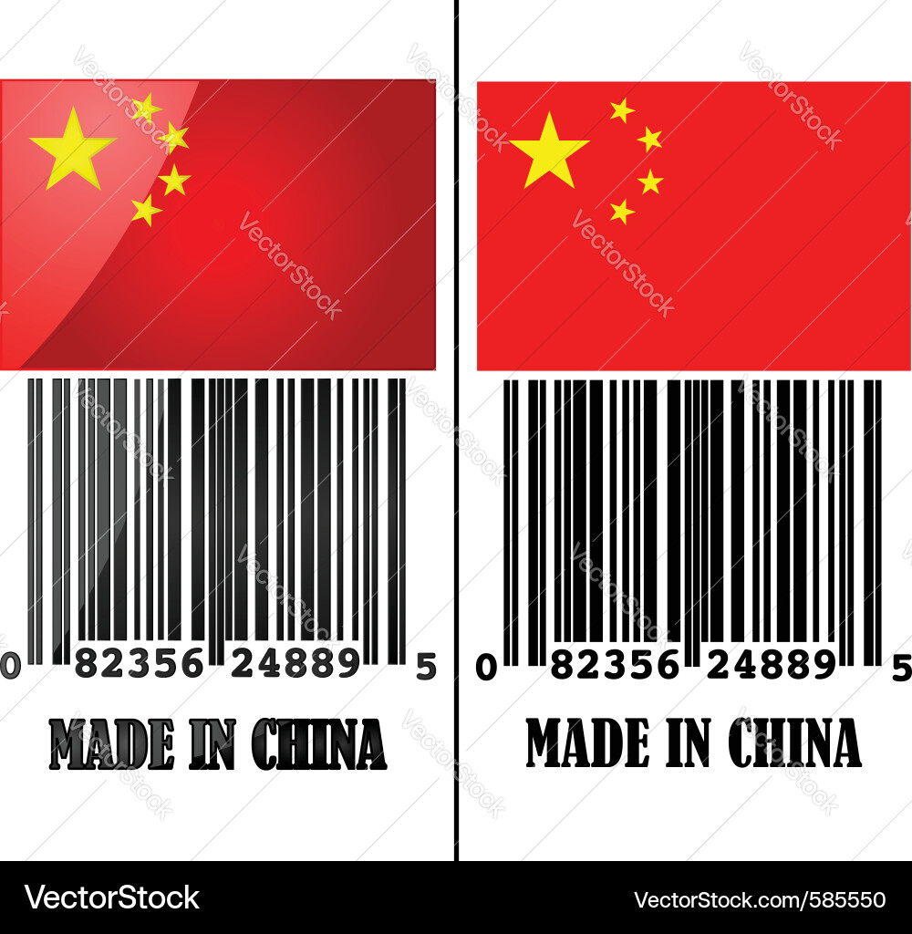 China Flag with Barcode Label Vector Image