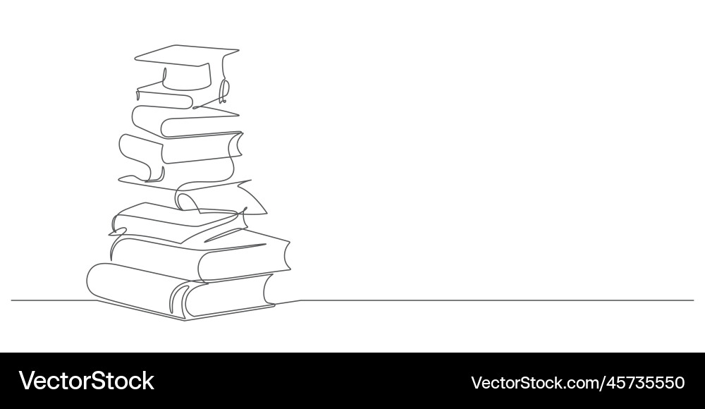 Continuous Line Book Stack vector image
