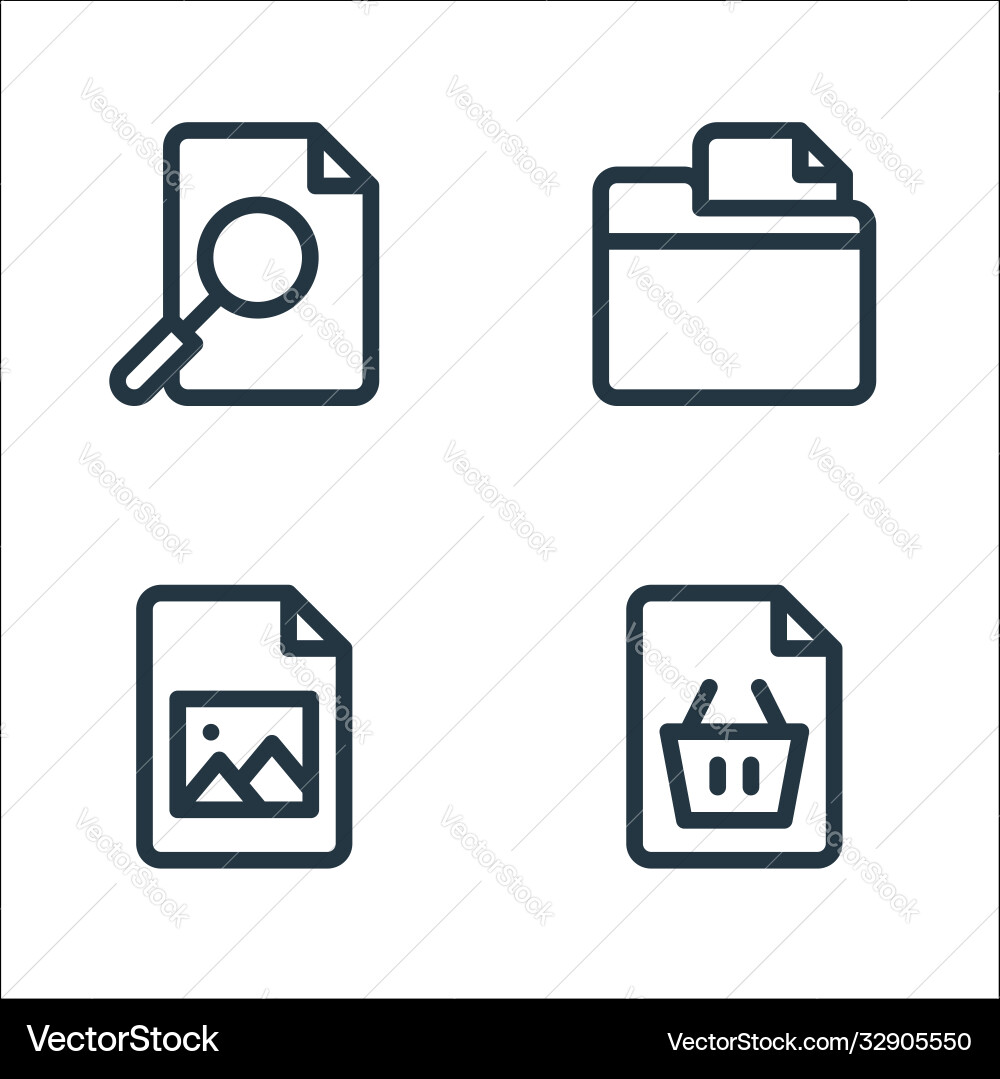 Document and files line icons linear set quality Vector Image