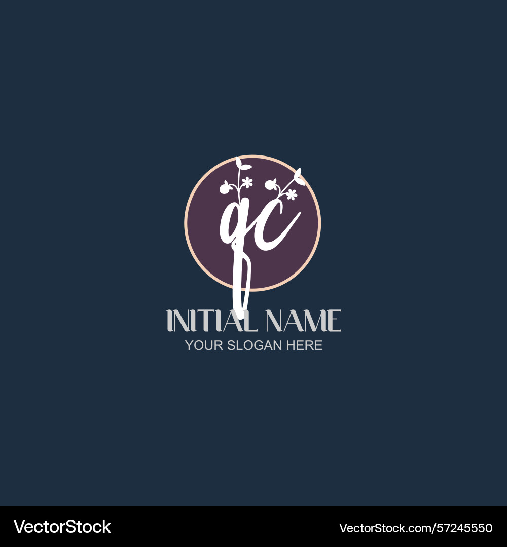 Elegant qc initial logo design with botanical Elegant qc initial logo design with botanical vector image