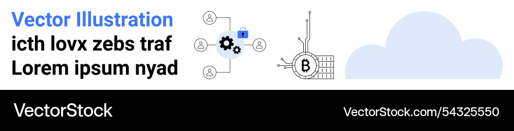Gear and bitcoin symbols with network icons Gear and bitcoin symbols with network icons vector image