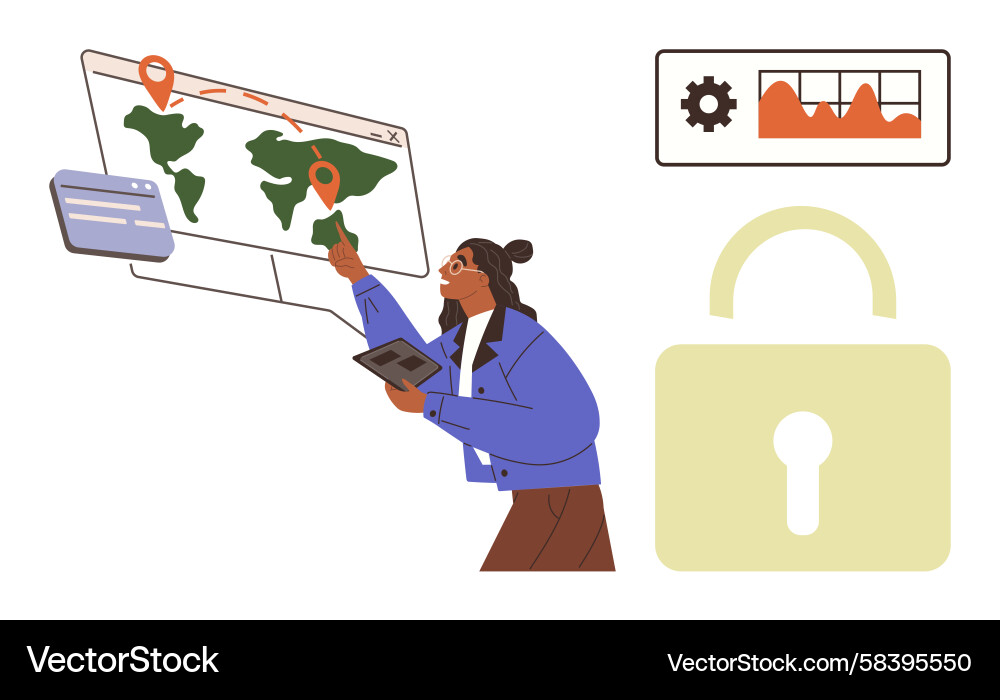Global Data Analysis & Security Vector Image