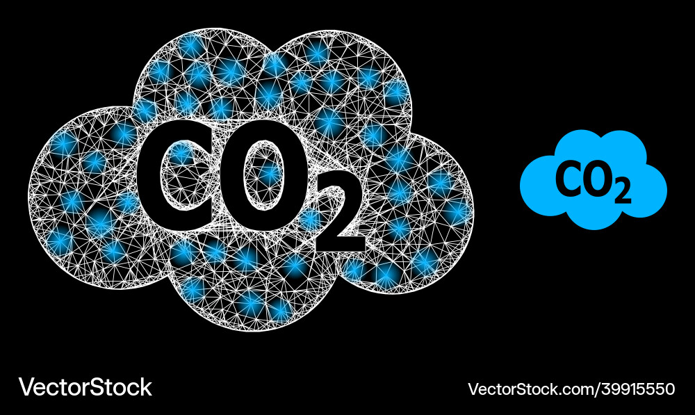 Glowing web carbon dioxide cloud with color glare Glowing web carbon dioxide cloud with color glare Vector Image