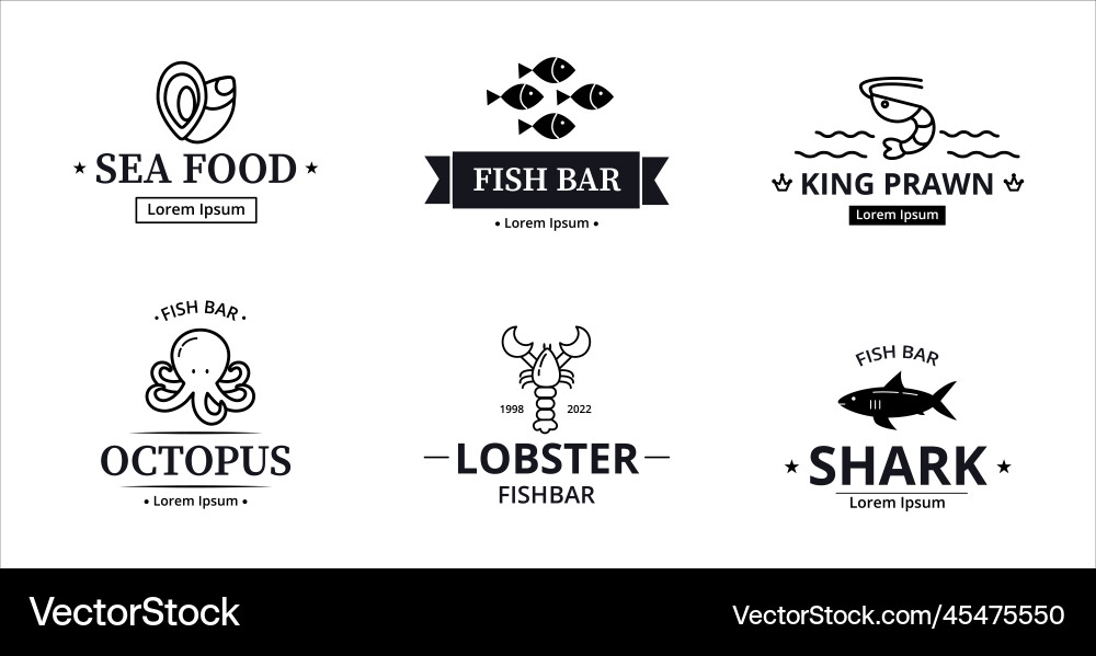 Meer Fisch Logo frische Meeresfrüchte schwarze Silhouette Meer Fisch Logo frische Meeresfrüchte schwarze Silhouette vektorbild