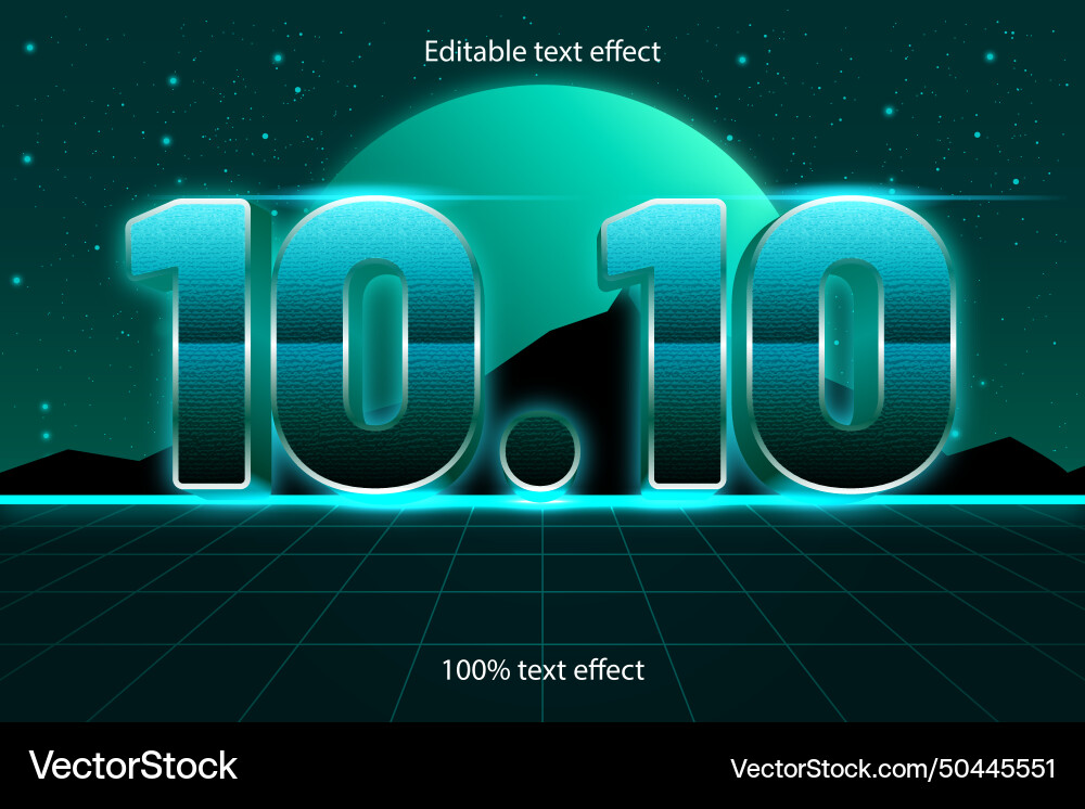 1010 editable text effect retro style Vector Image