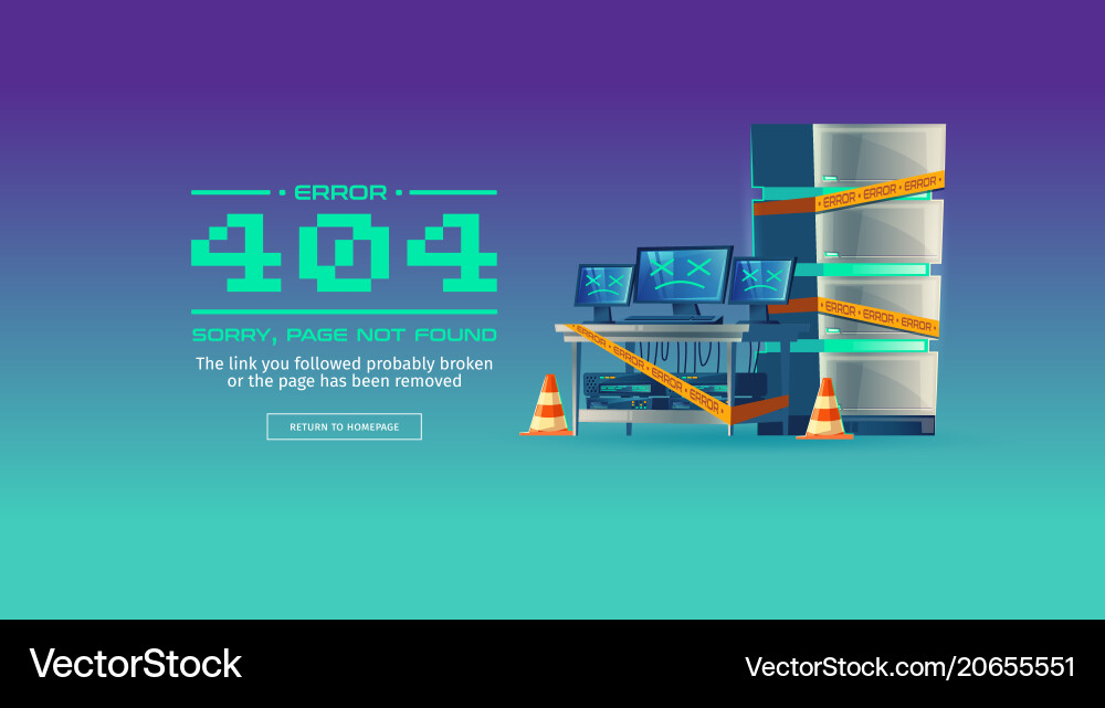 404 Error - Website Down vector image