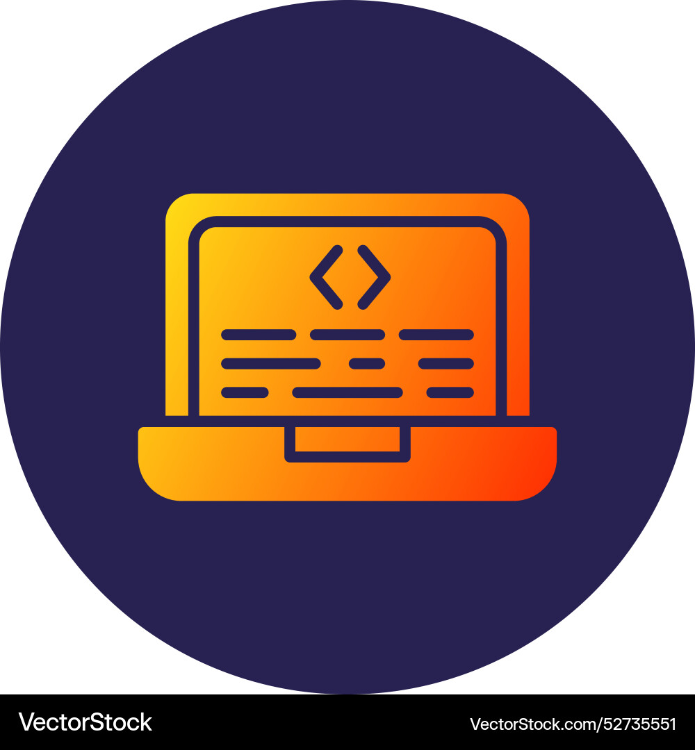 Coding glyph circle gradient icon vector image