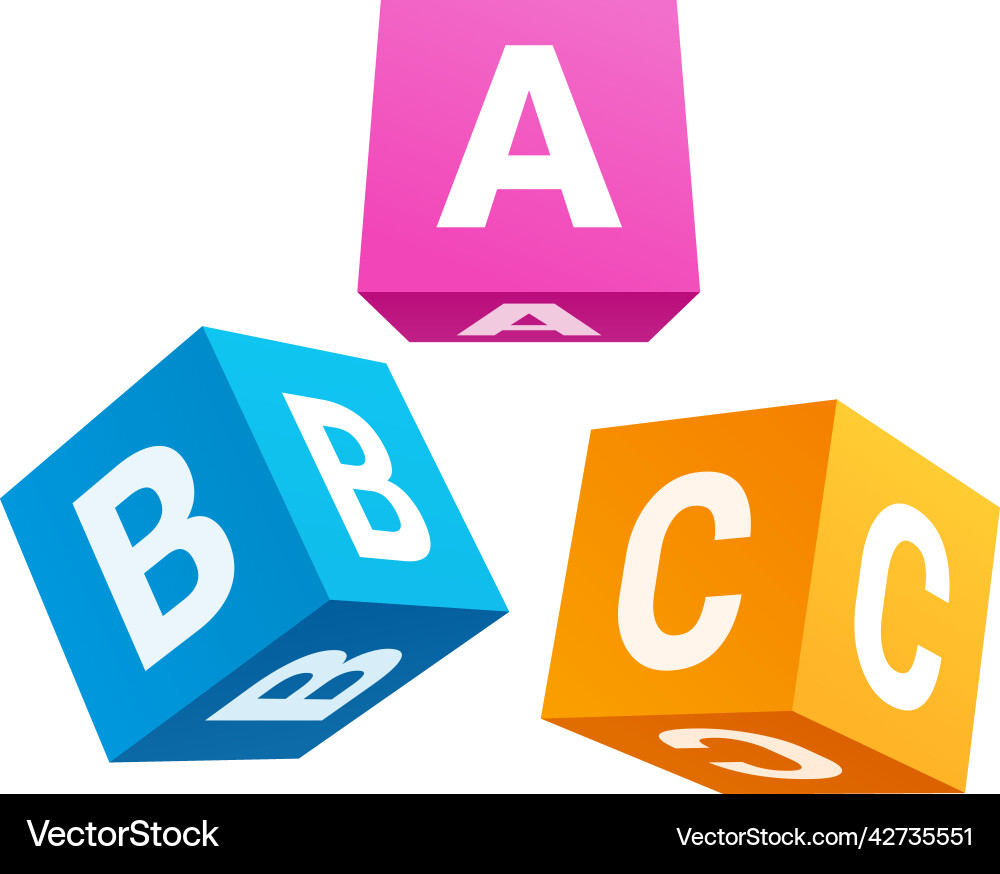 Collection realistic flying abc educational blocks Collection realistic flying abc educational blocks vector image