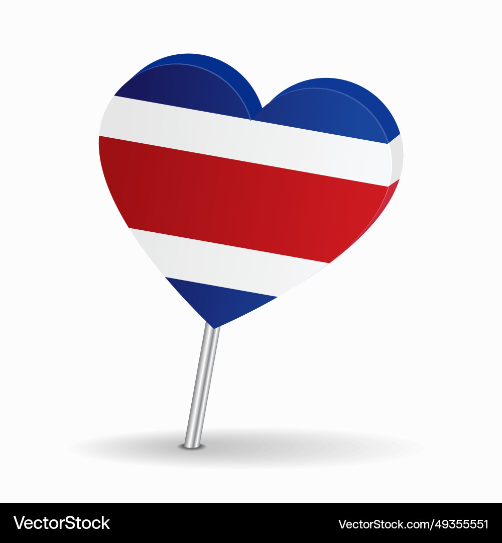 Costa rican flag heart-shaped map pointer layout Costa rican flag heart-shaped map pointer layout Vector Image