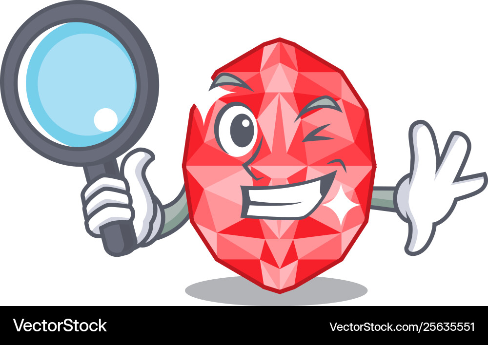 Detective ruby gems isolated with character Detective ruby gems isolated with character Vector Image