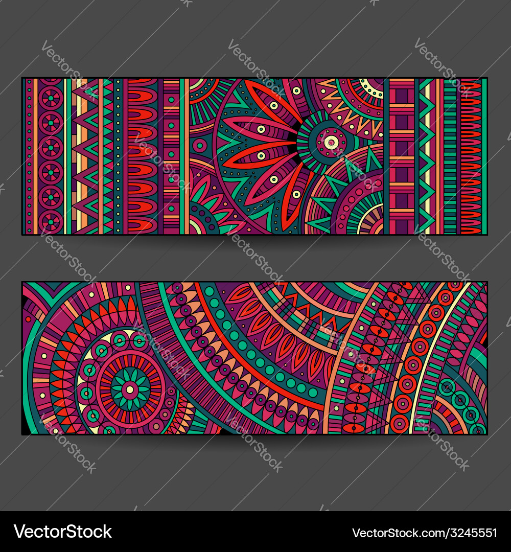 Ethnic pattern cards set Royalty Free Vector Image