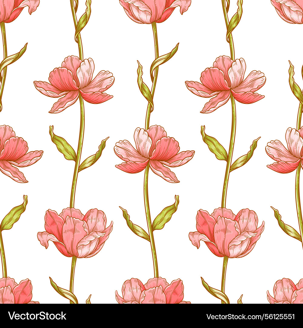 Floral nahtloses Muster mit zarten Tulpen Floral nahtloses Muster mit zarten Tulpen vektorbild