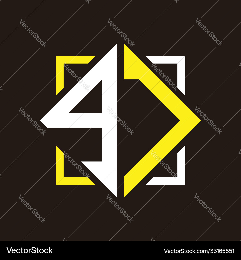 G j initials quadrangle monogram with square G j initials quadrangle monogram with square Vector Image