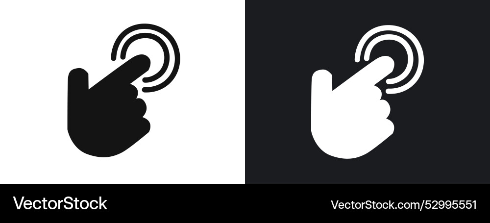 Hand clicking icon linear graphics set in black Hand clicking icon linear graphics set in black Vector Image