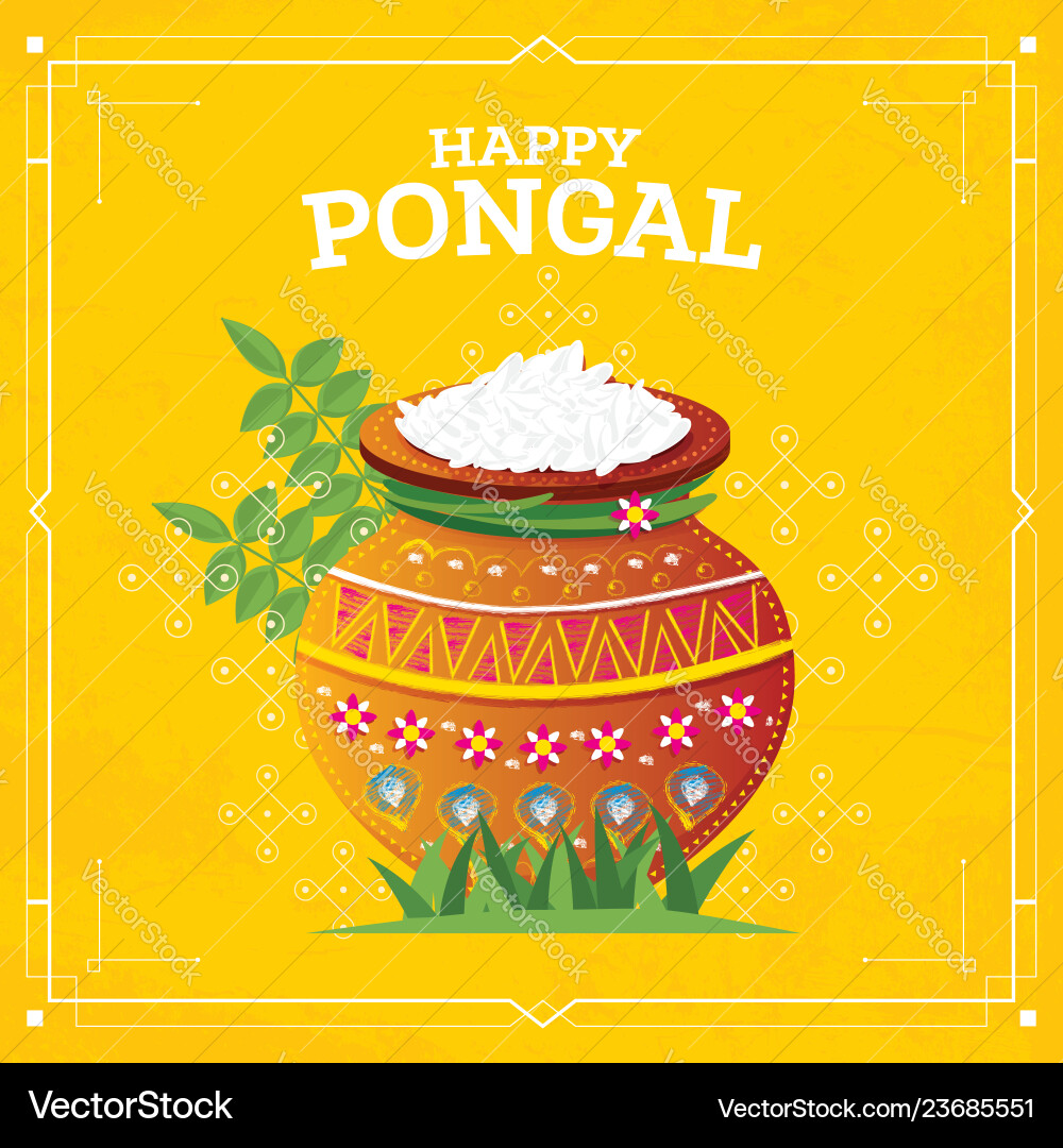 Happy pongal harvest festival of tamil nadu south Happy pongal harvest festival of tamil nadu south vector image