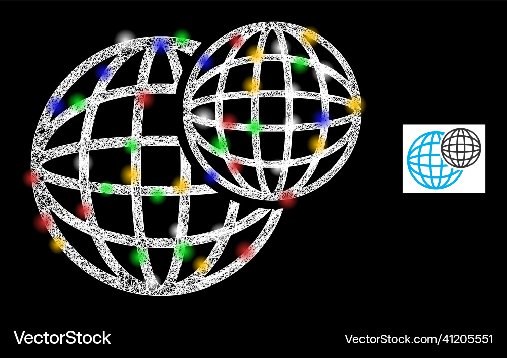 Hatched web mesh spheric balls icon with colored Hatched web mesh spheric balls icon with colored vector image
