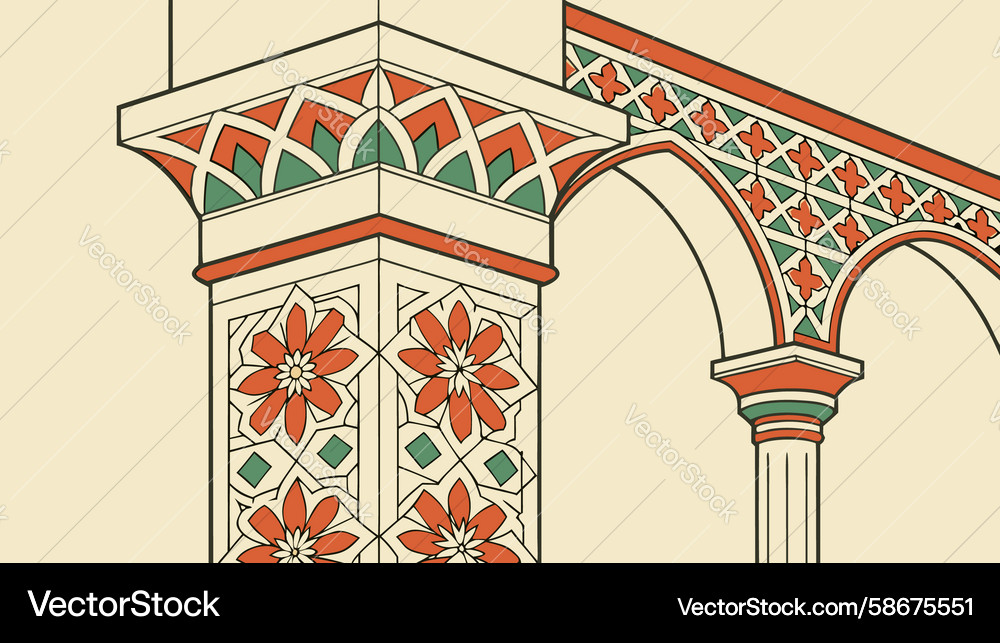 Intricate patterned archway section design Vector Image