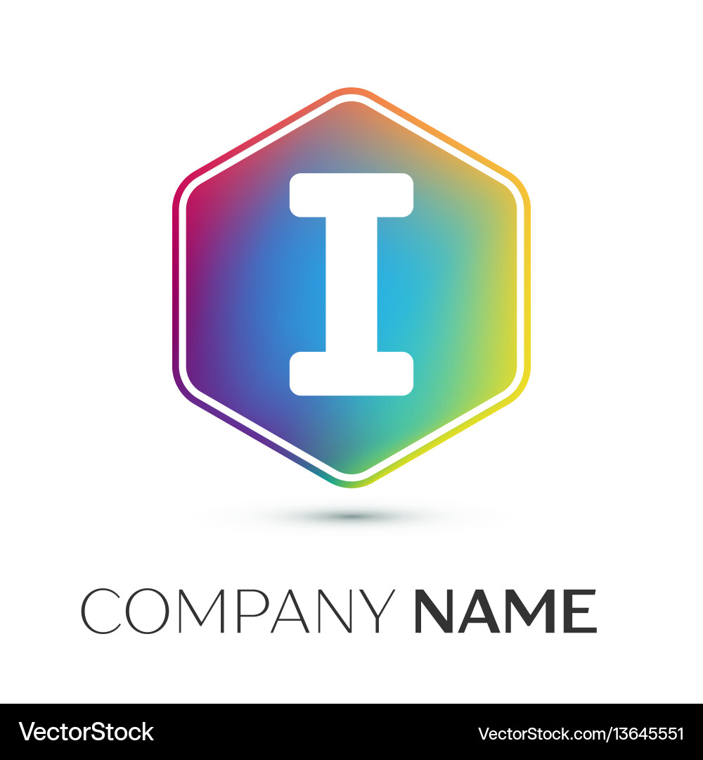 Letter i logo symbol in the colorful hexagonal Letter i logo symbol in the colorful hexagonal Vector Image