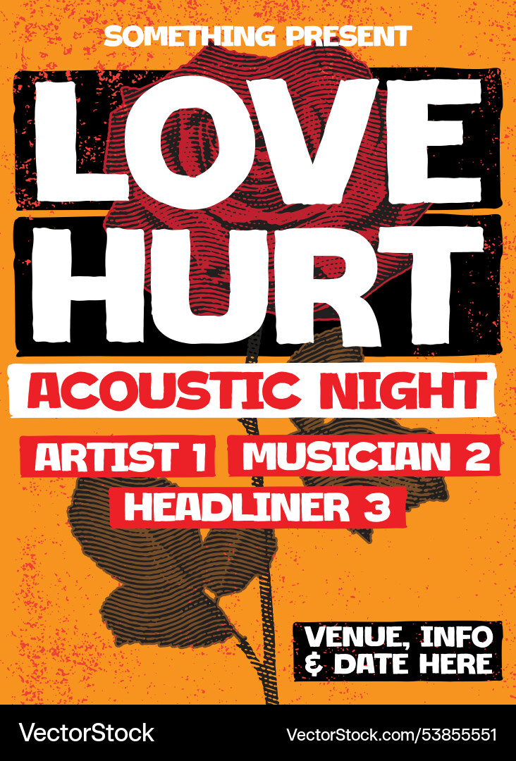 Liebe akustische Musik Poster Konzert Design Liebe akustische Musik Poster Konzert Design vektorbild