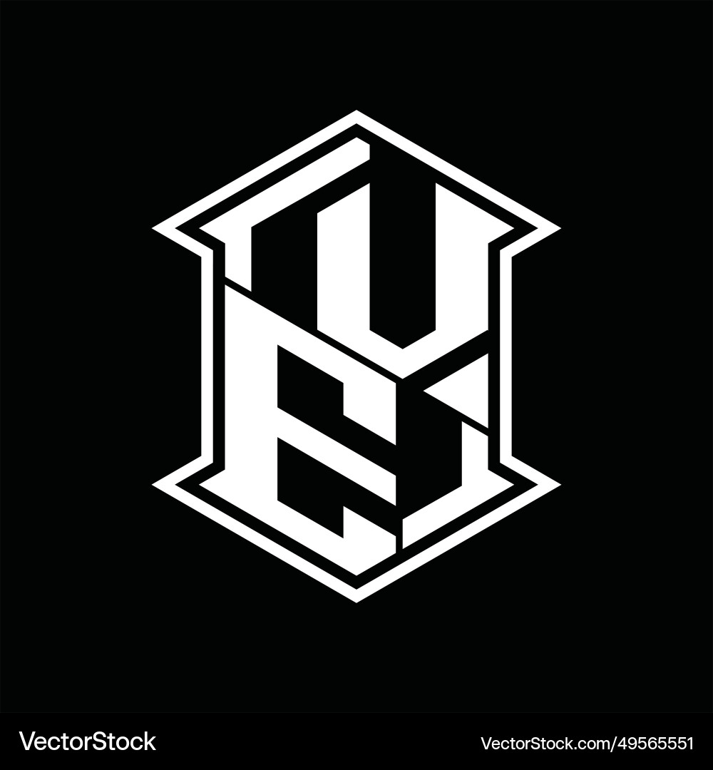 Logo monogram hexagon shield shape up and down Logo monogram hexagon shield shape up and down Vector Image